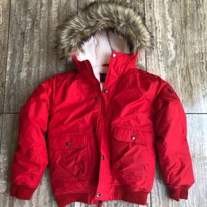 Lands’ End Youth Red Fleece Lined Jacket